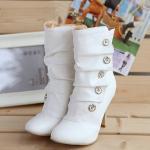 - Lovely Winter Calf Lady Mid Style Boots Heels