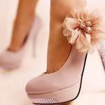 Pretty Flower Pink High Heel Shoes