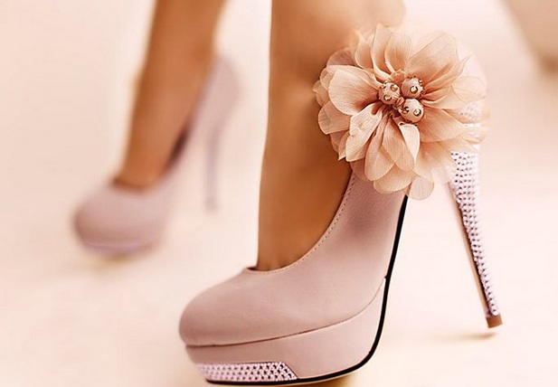Pretty Flower Pink High Heel Shoes